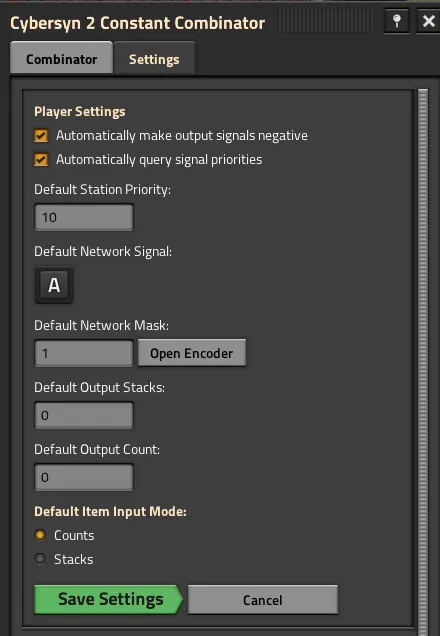 Player Settings Tab